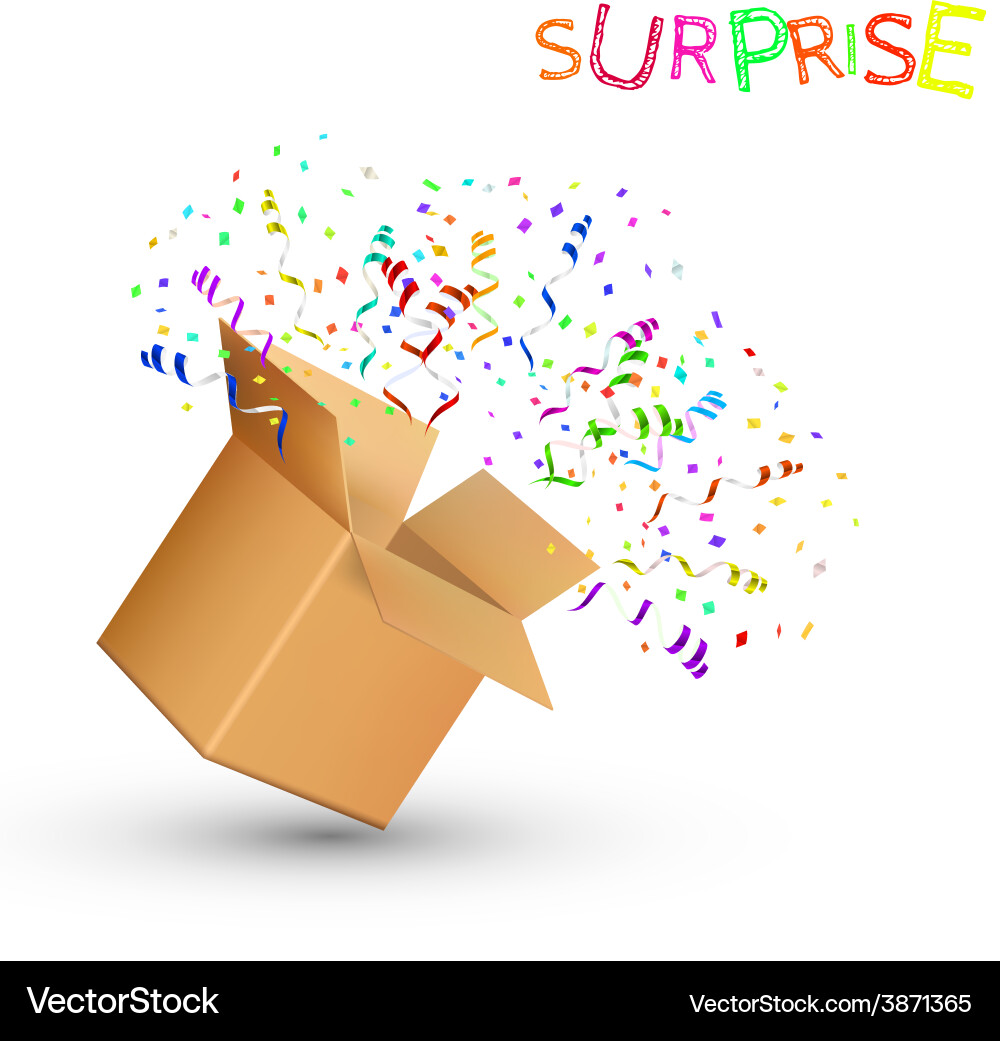 Open box with fireworks from confetti Vector Image