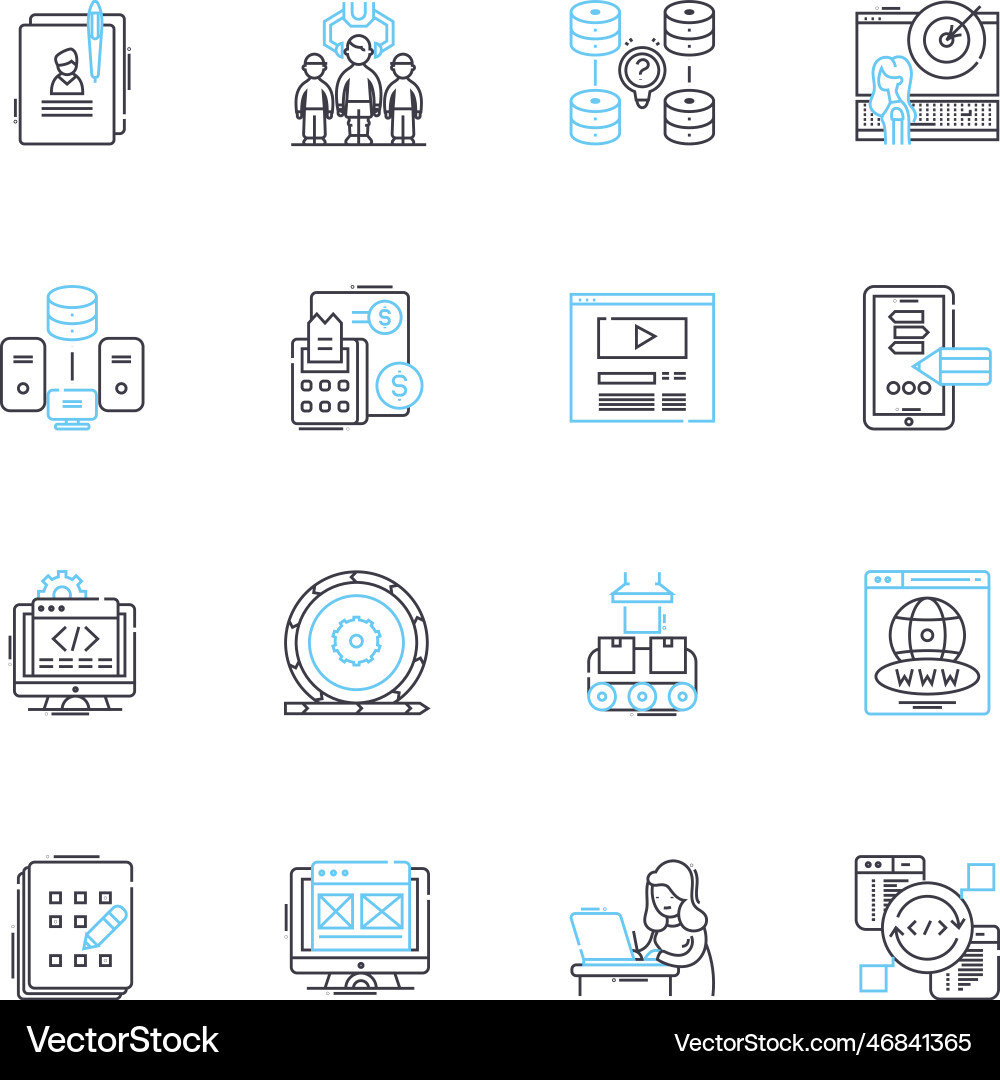 Portable computer linear icons set laptop Portable computer linear icons set laptop Vector Image