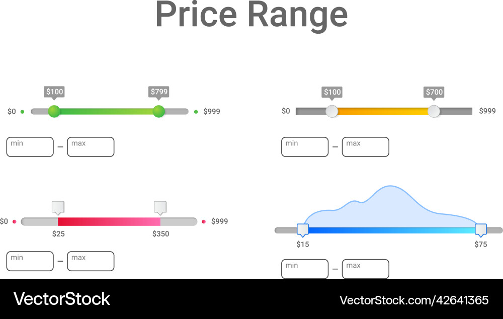 Price range filter design template for user Price range filter design template for user vector image