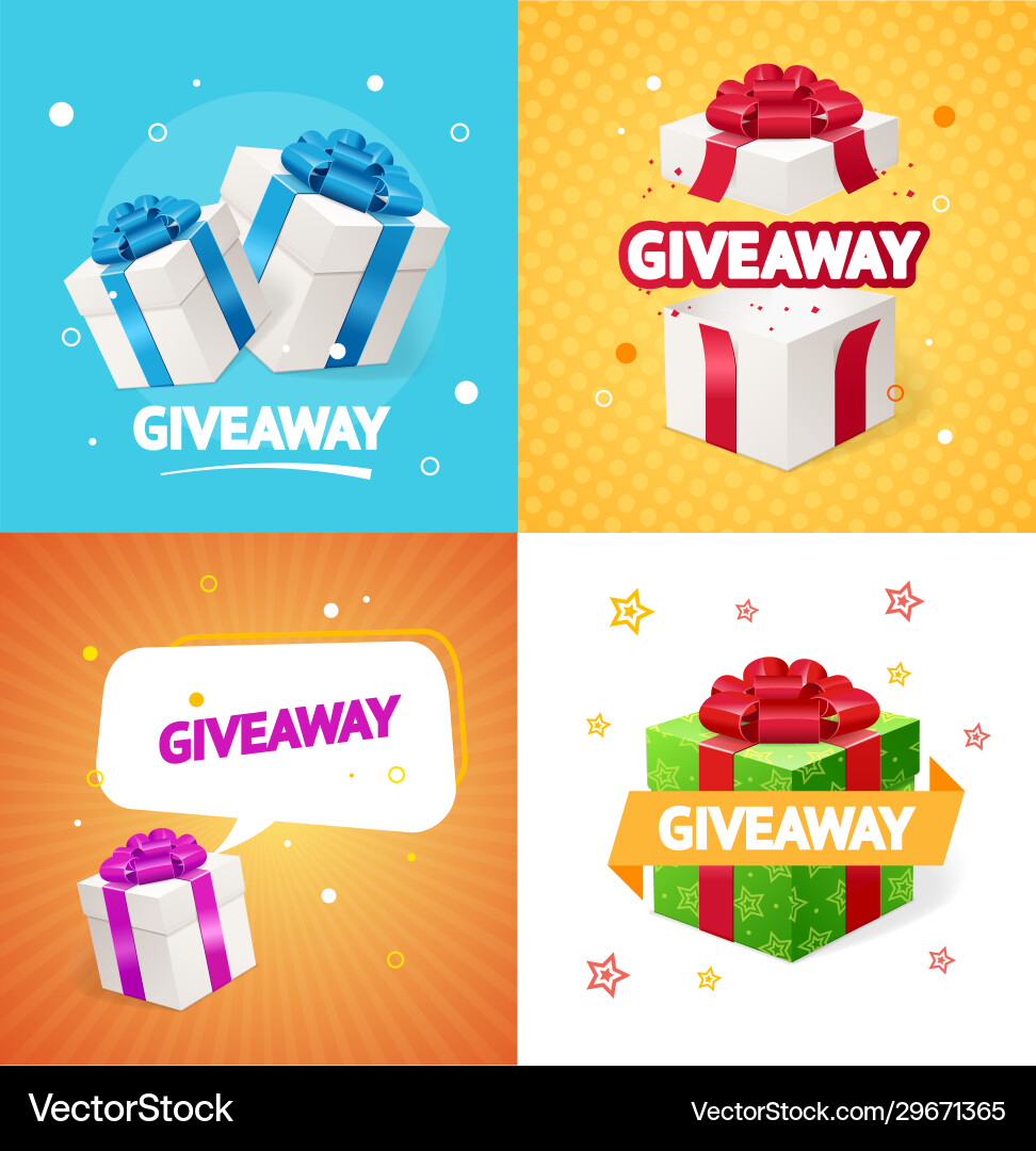 Realistic detailed 3d present box giveaway concept Realistic detailed 3d present box giveaway concept vector image