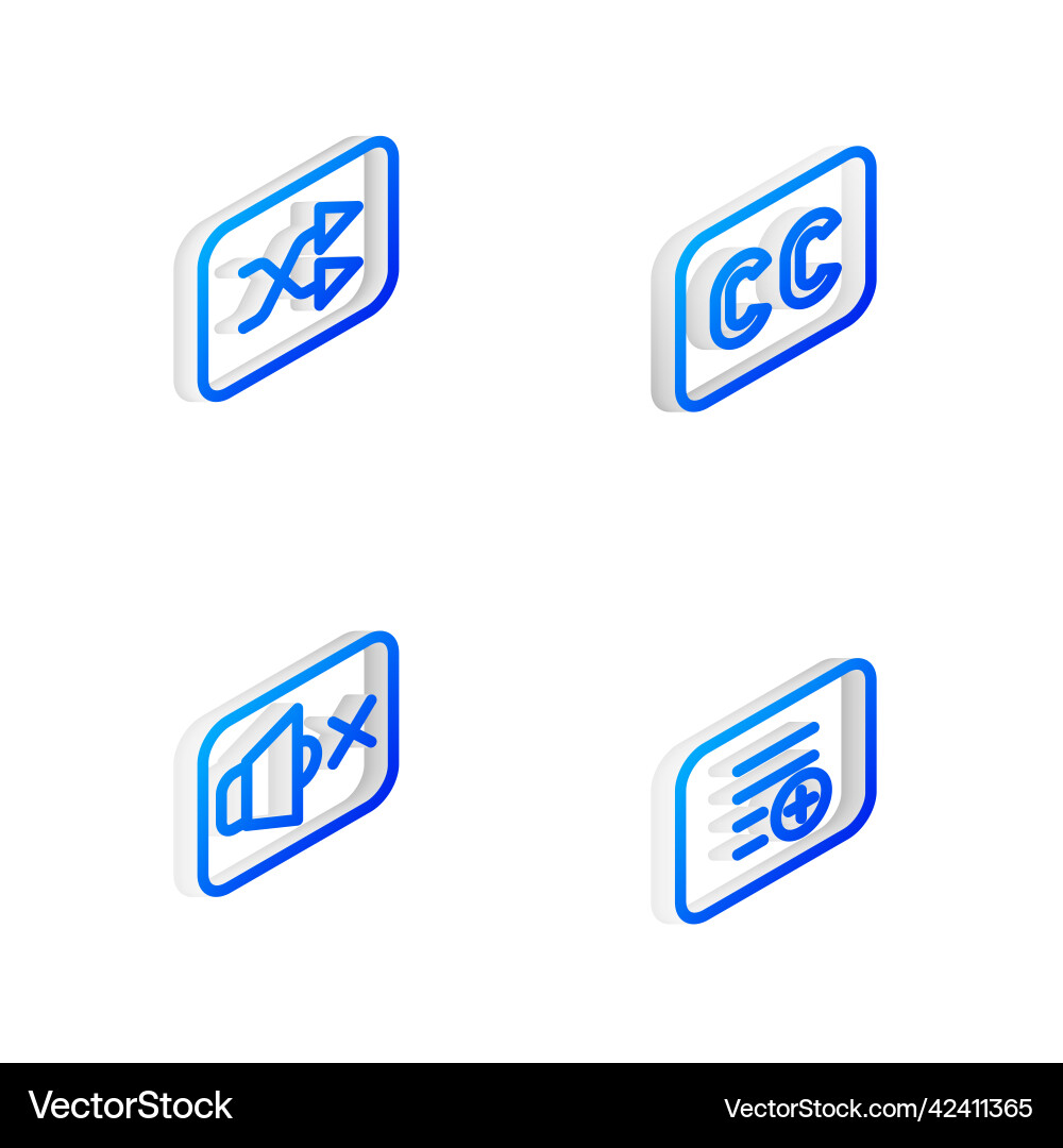 Set isometric line subtitles arrow shuffle Set isometric line subtitles arrow shuffle vector image