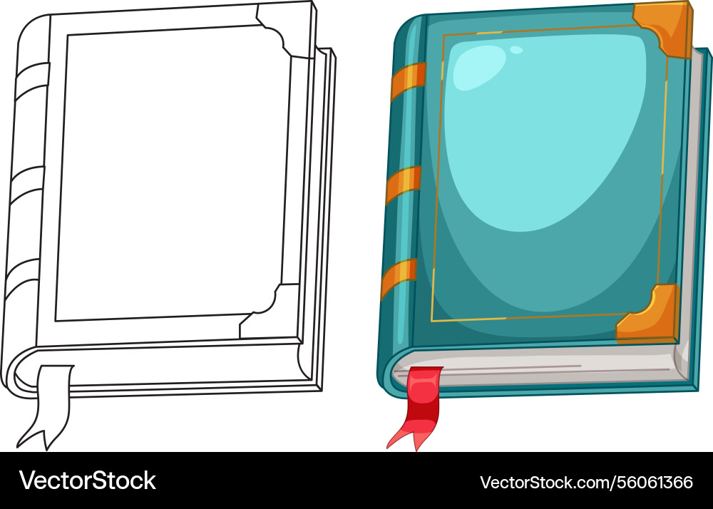 A book in both colorful and outline styles A book in both colorful and outline styles vector image