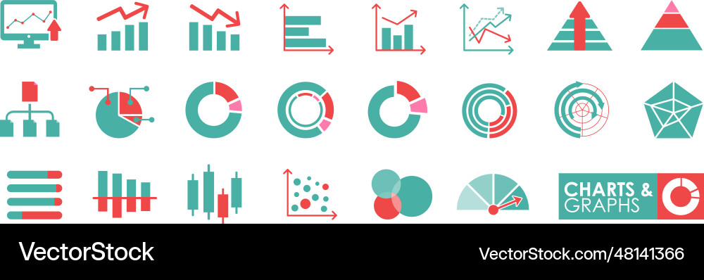 Chart & Graph Icons - Data Visualization vector image