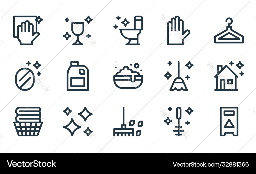 Cleaning line icons linear set quality Cleaning line icons linear set quality vector image