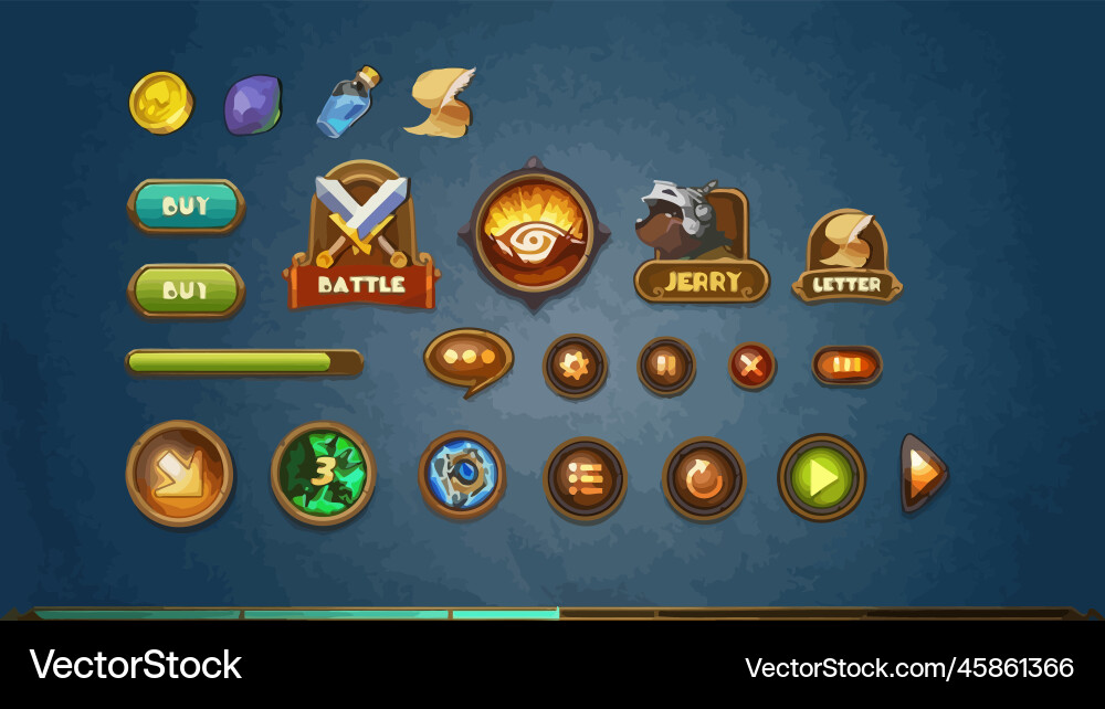 Complete set of level button game ui pop-up icon vector image