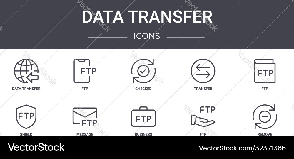 Data transfer concept line icons set contains Data transfer concept line icons set contains Vector Image