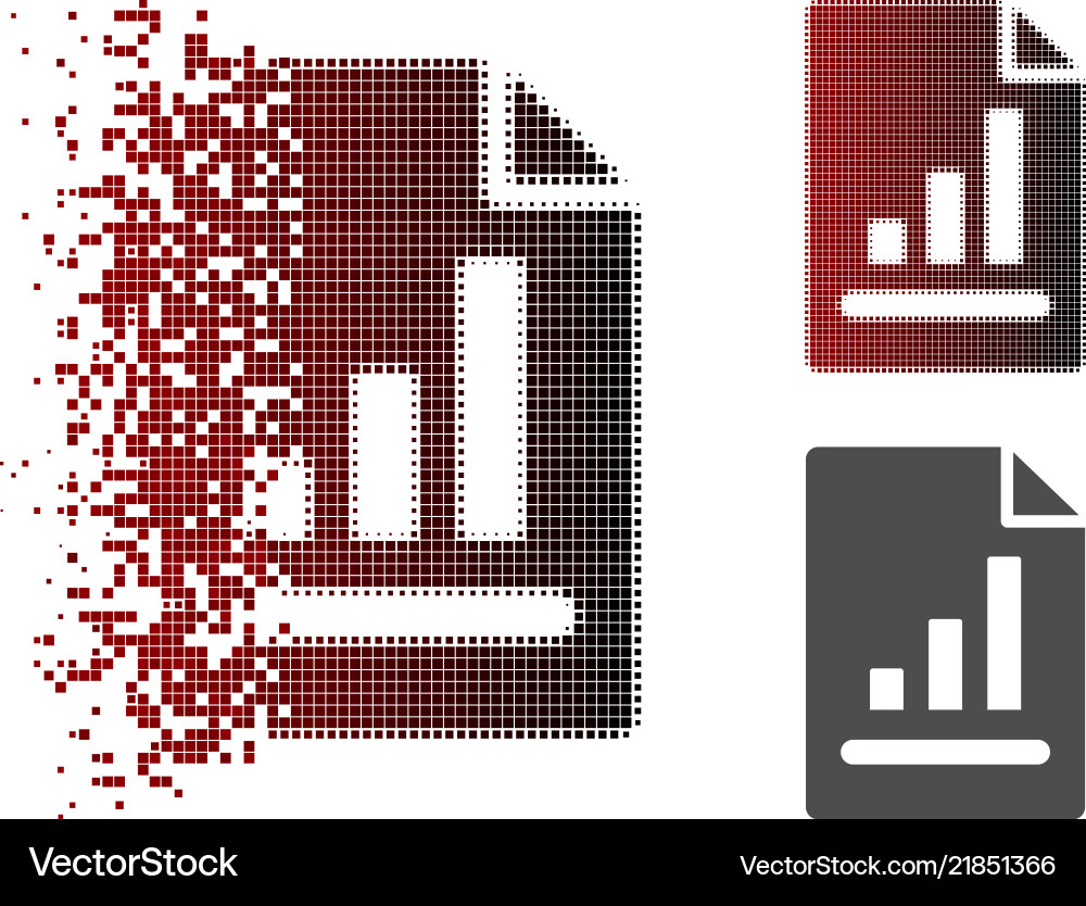 Disintegrating dot halftone chart page icon Disintegrating dot halftone chart page icon vector image