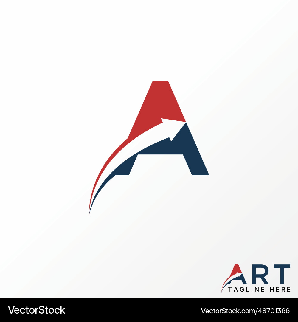 Letter initial a font up arrow negative space Letter initial a font up arrow negative space vector image