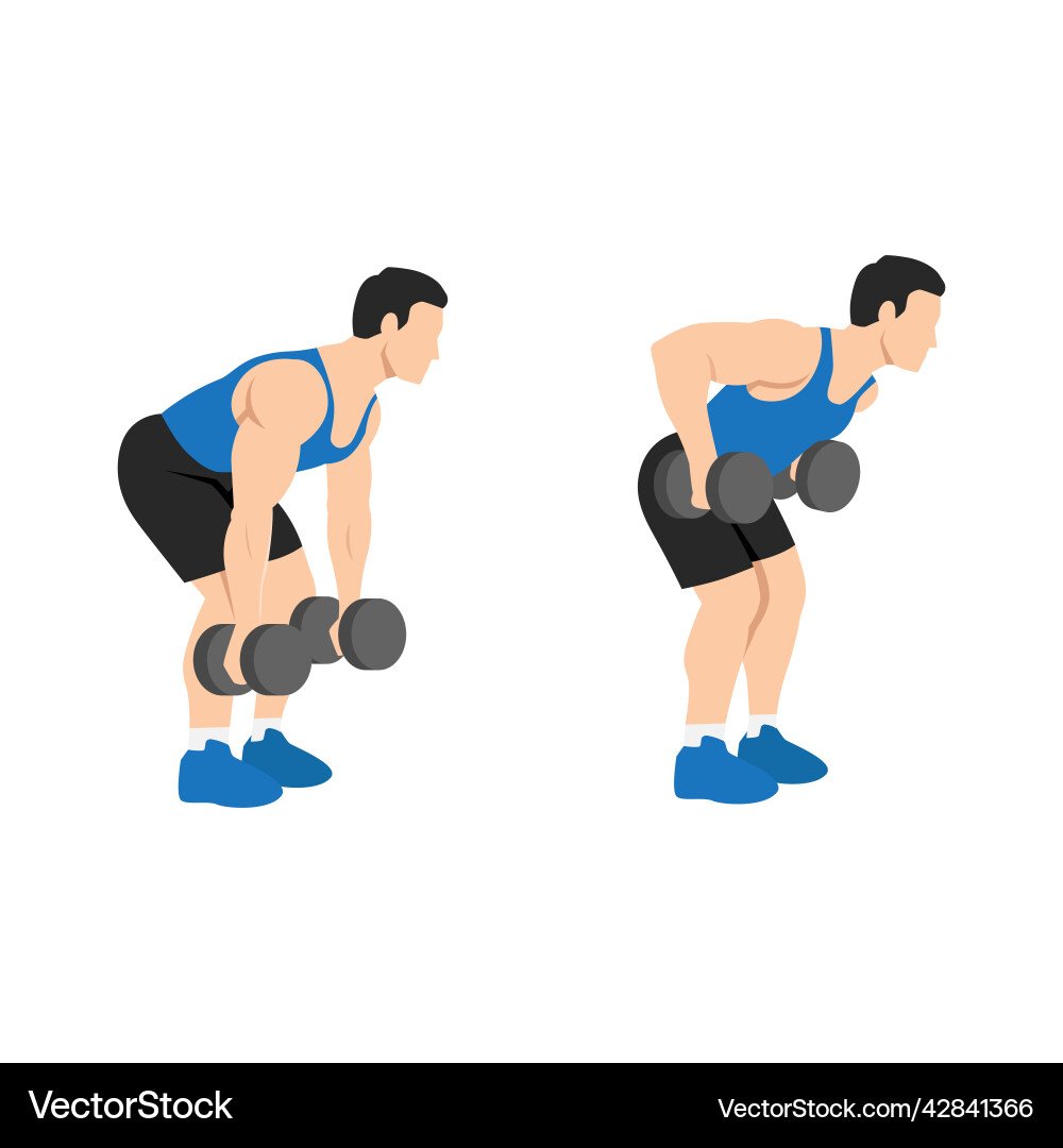 Man doing dumbbell bent over rows exercise Vector Image