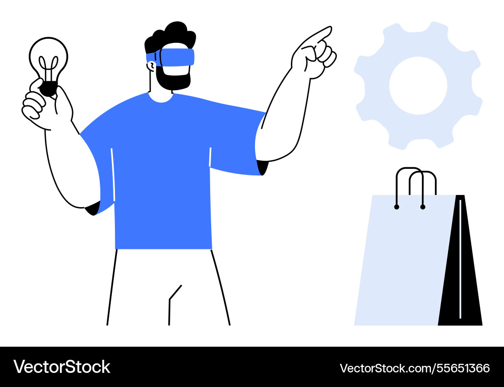Man exploring innovation through virtual reality Man exploring innovation through virtual reality vector image