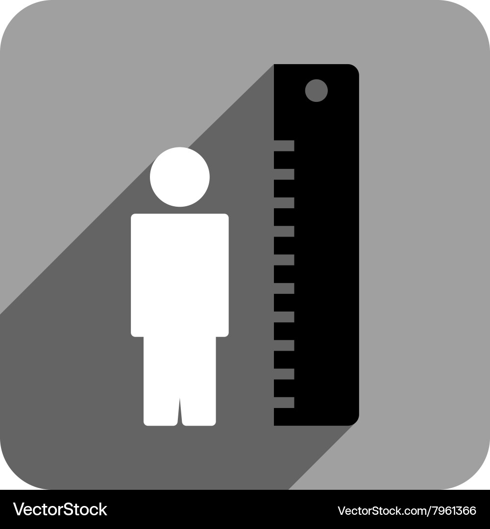 Man height meter flat square icon with long shadow vector image
