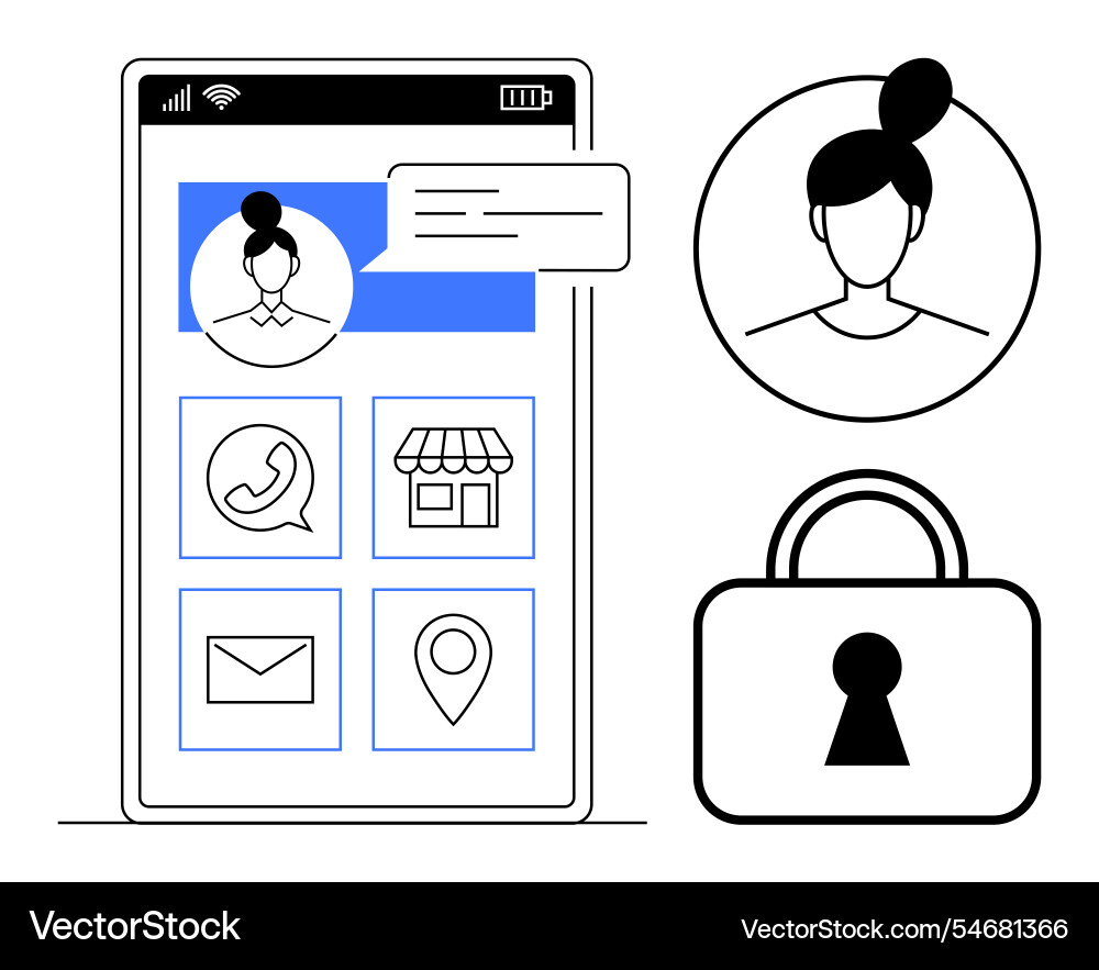 Mobile app interface displaying user profile Mobile app interface displaying user profile vector image