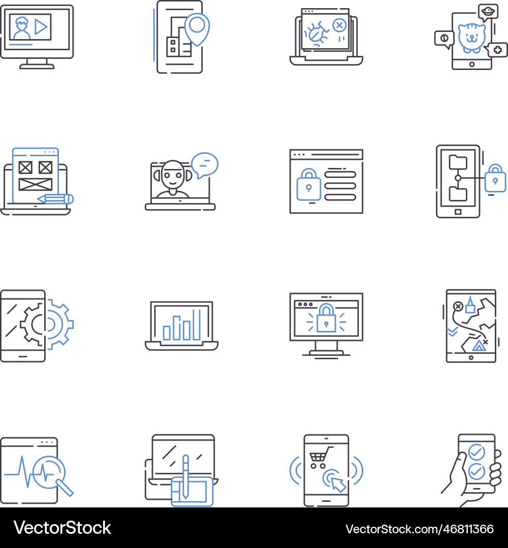 Nettosphere line icons collection connectivity Nettosphere line icons collection connectivity Vector Image
