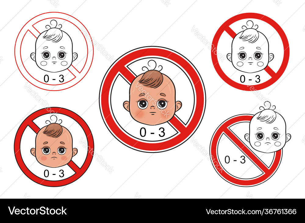 Not suitable for child from 0-3 year icon warning Not suitable for child from 0-3 year icon warning vector image