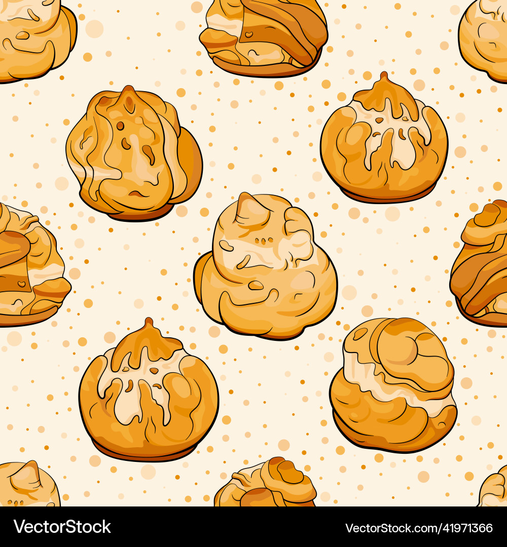 Seamless background with profiteroles Vector Image