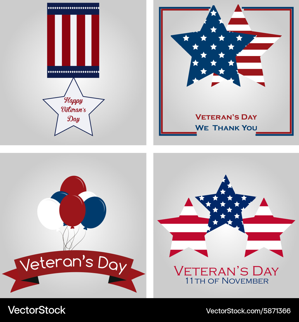 Set backgrounds with text for veterans day vector image