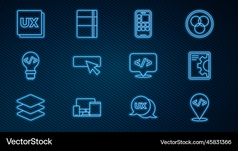 Set line front end Entwicklung web mobile apps Set line front end Entwicklung web mobile apps vektorbild