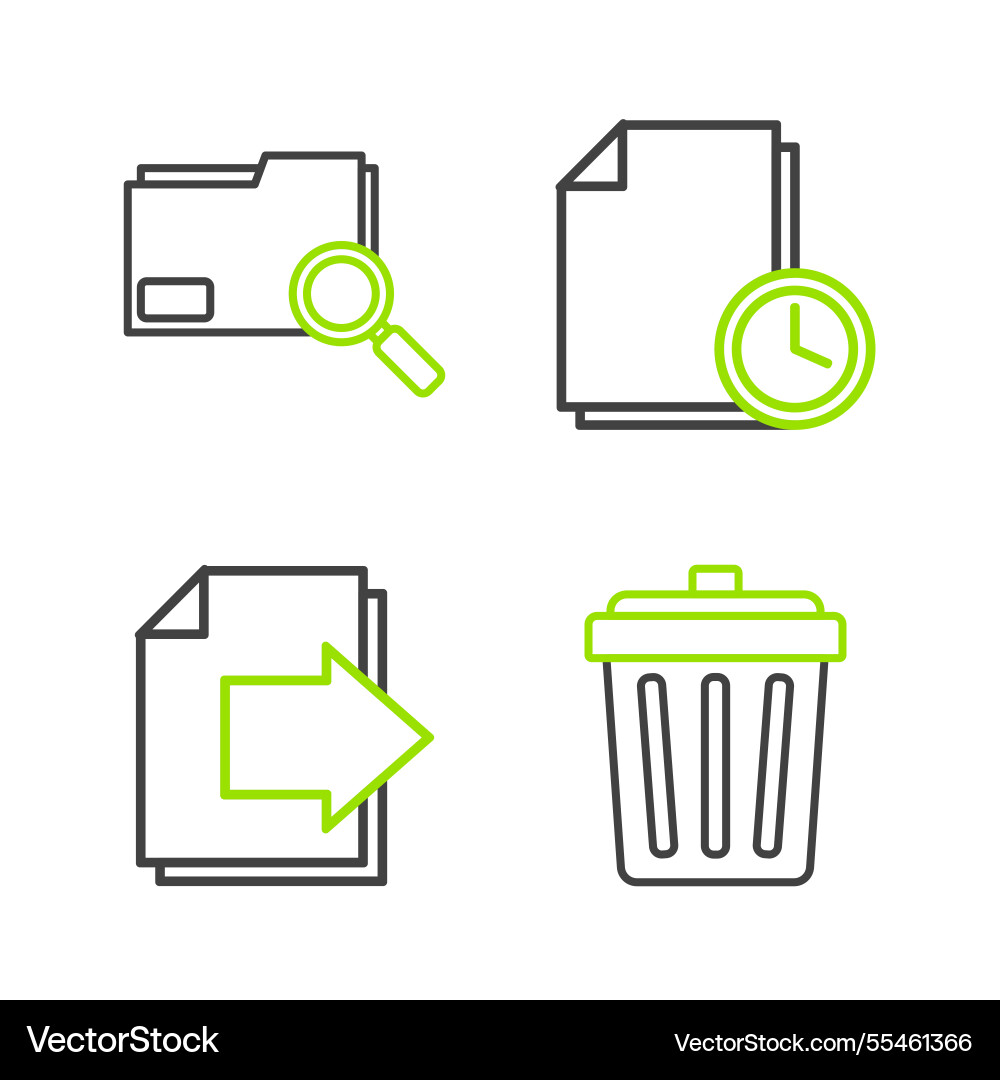 Set line trash can next page arrow document Set line trash can next page arrow document vector image