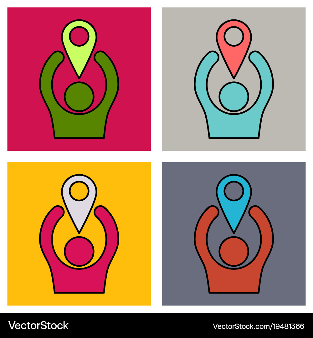 Set of navigation geolocation icon in flat design vector image