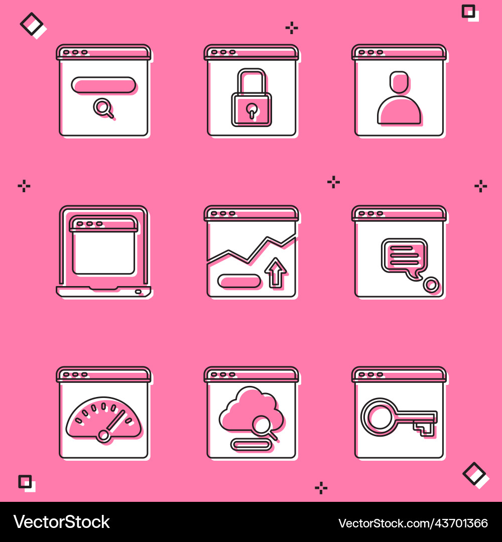 Set search engine ssl create account screen Set search engine ssl create account screen vector image
