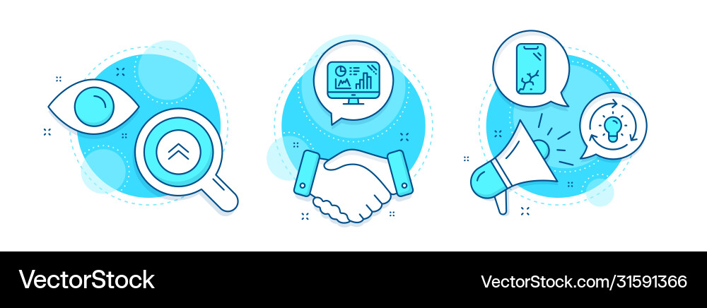 Swipe up smartphone broken and idea icons set vector image