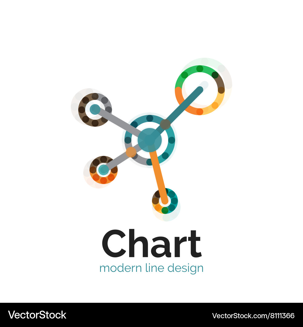 Thin line chart logo design graph icon modern vector image