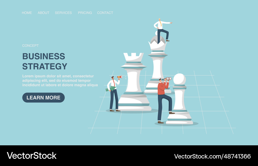 Web page with working team on chess Web page with working team on chess vector image
