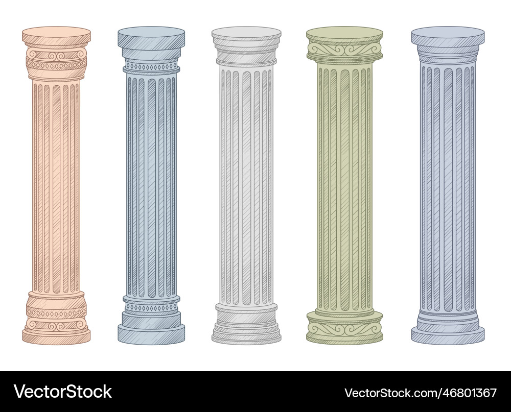 Ancient columns design isolated on background vector image