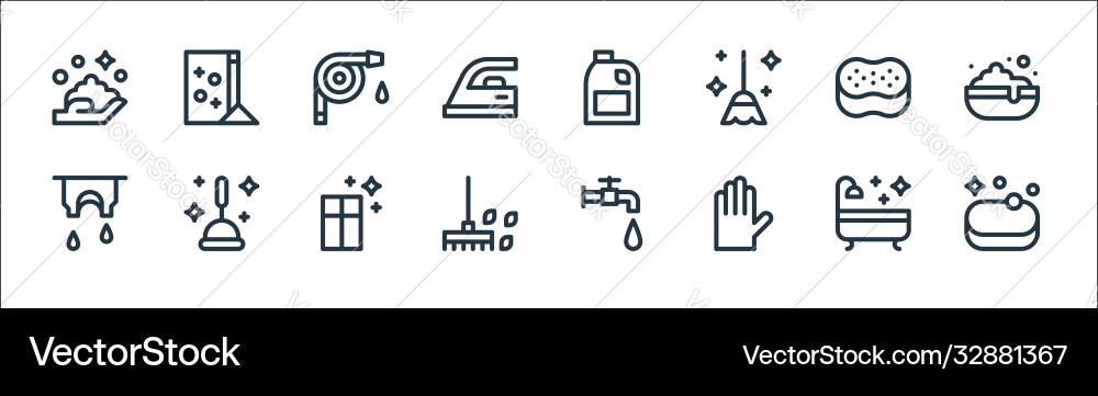 Cleaning line icons linear set quality vector image