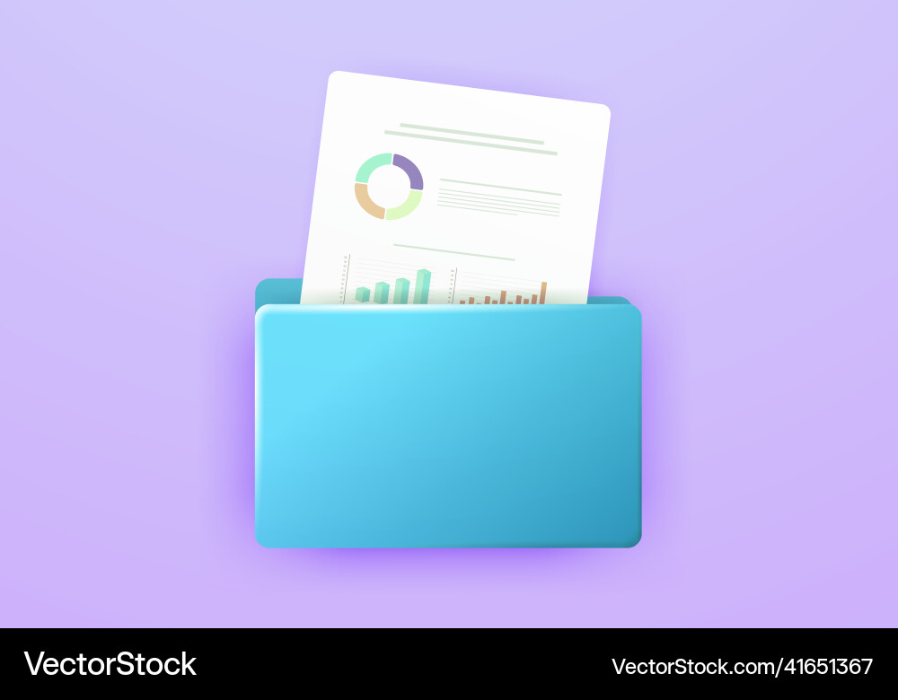Computer folder icon with financial reports vector image