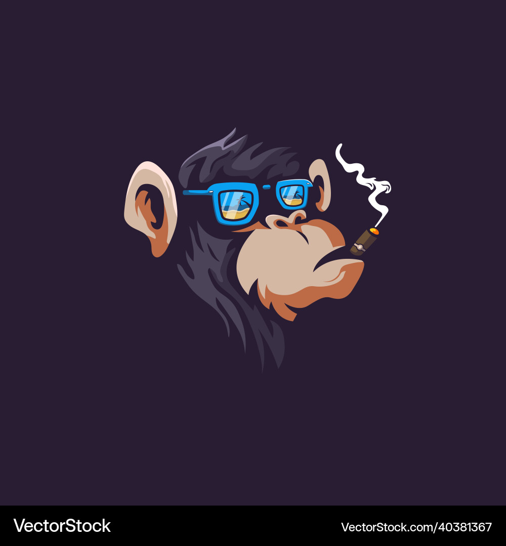 Cool Monkey Smoking Logo Vector Image