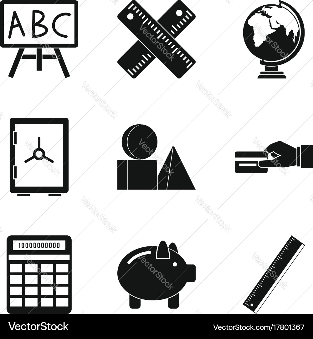 Cost calculation icons set simple style vector image