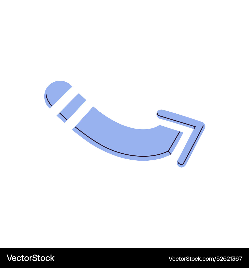 Cursor with bending dashed line showing turn Cursor with bending dashed line showing turn Vector Image