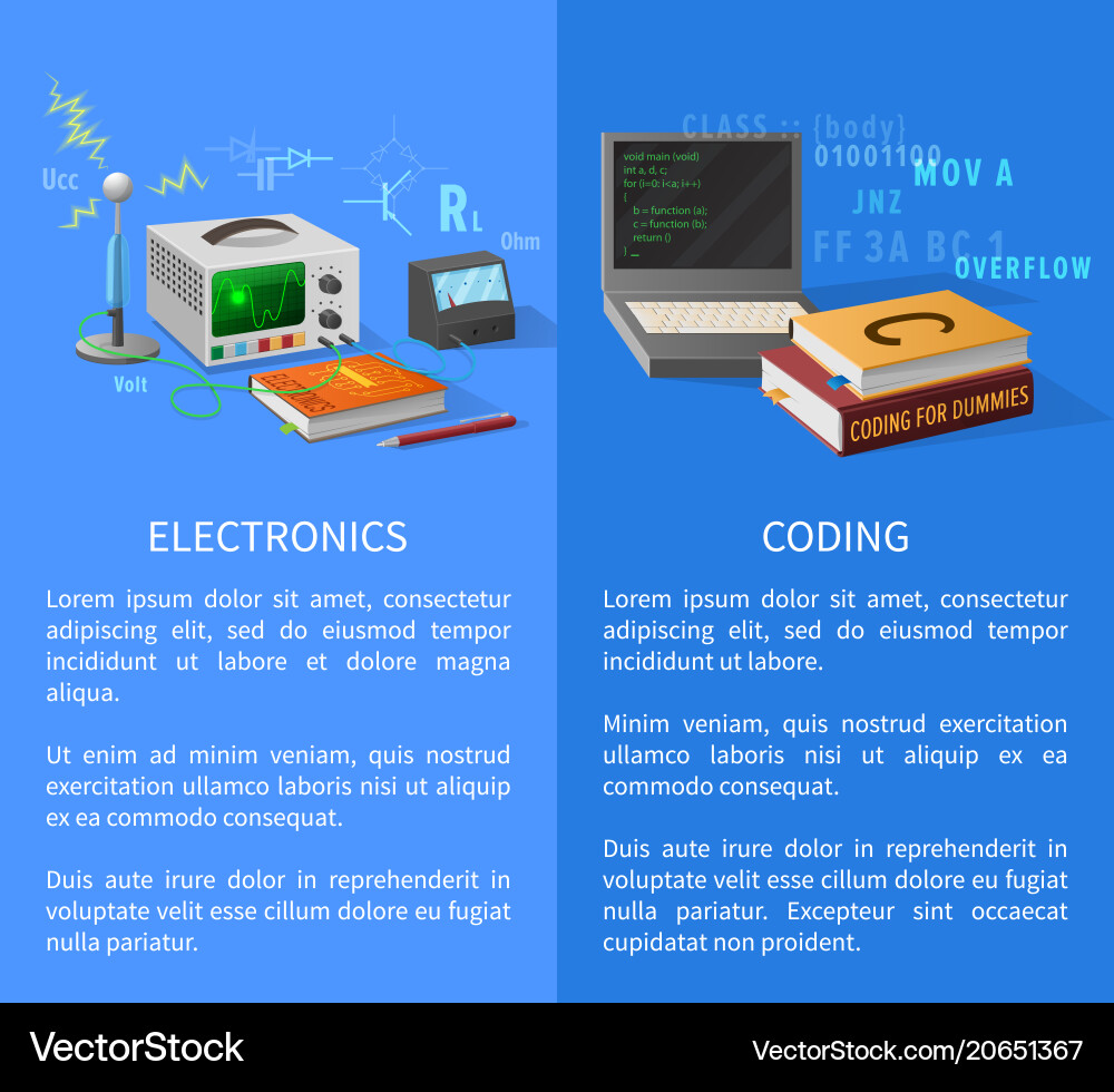 Electronics and coding lessons promotional poster Vector Image