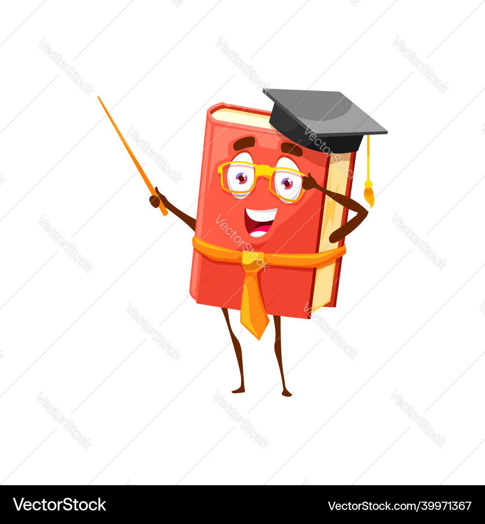 Funny Book Character with Hat & Pointer vector image