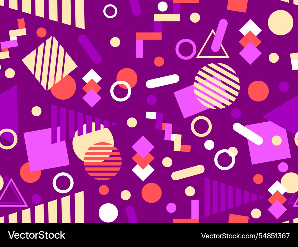 Geometric seamless pattern with memphis elements Vector Image