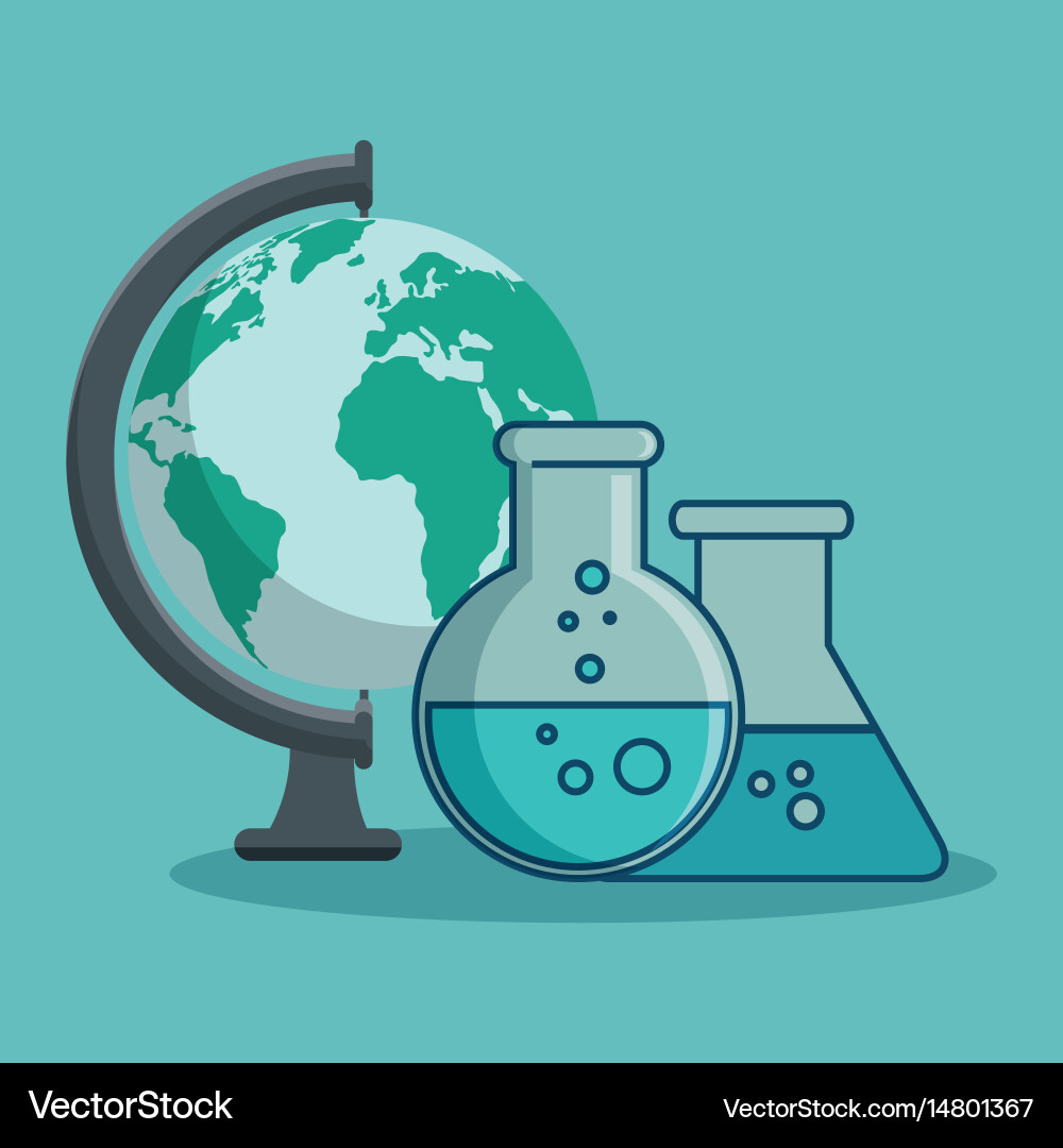 Globe and flasks design Vector Image