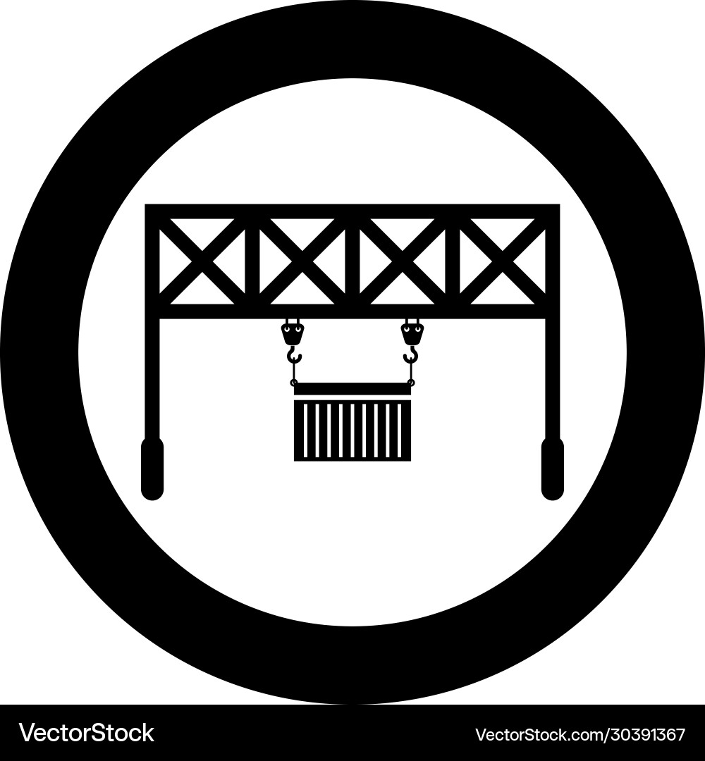Port loader railway crane with cargo container Port loader railway crane with cargo container vector image
