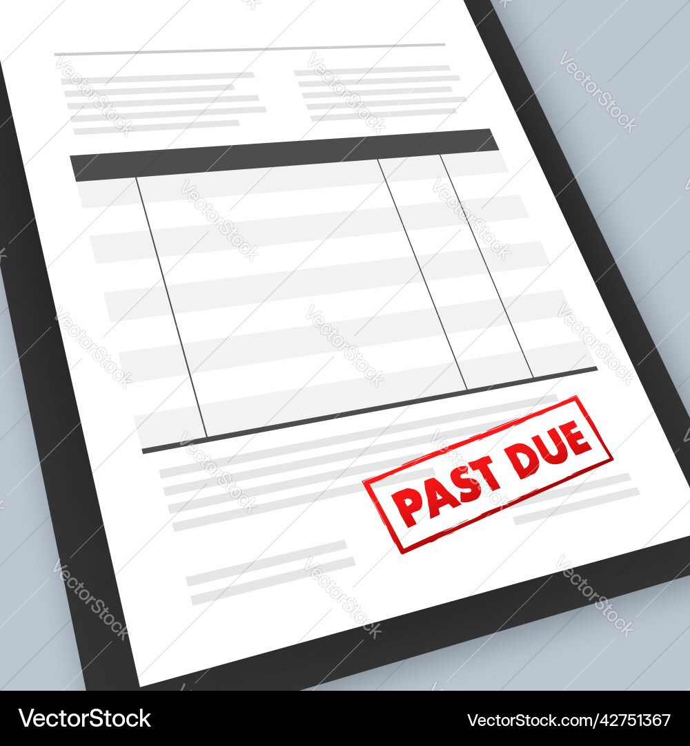 Red Past Due Warning - Vintage Style Vector Image