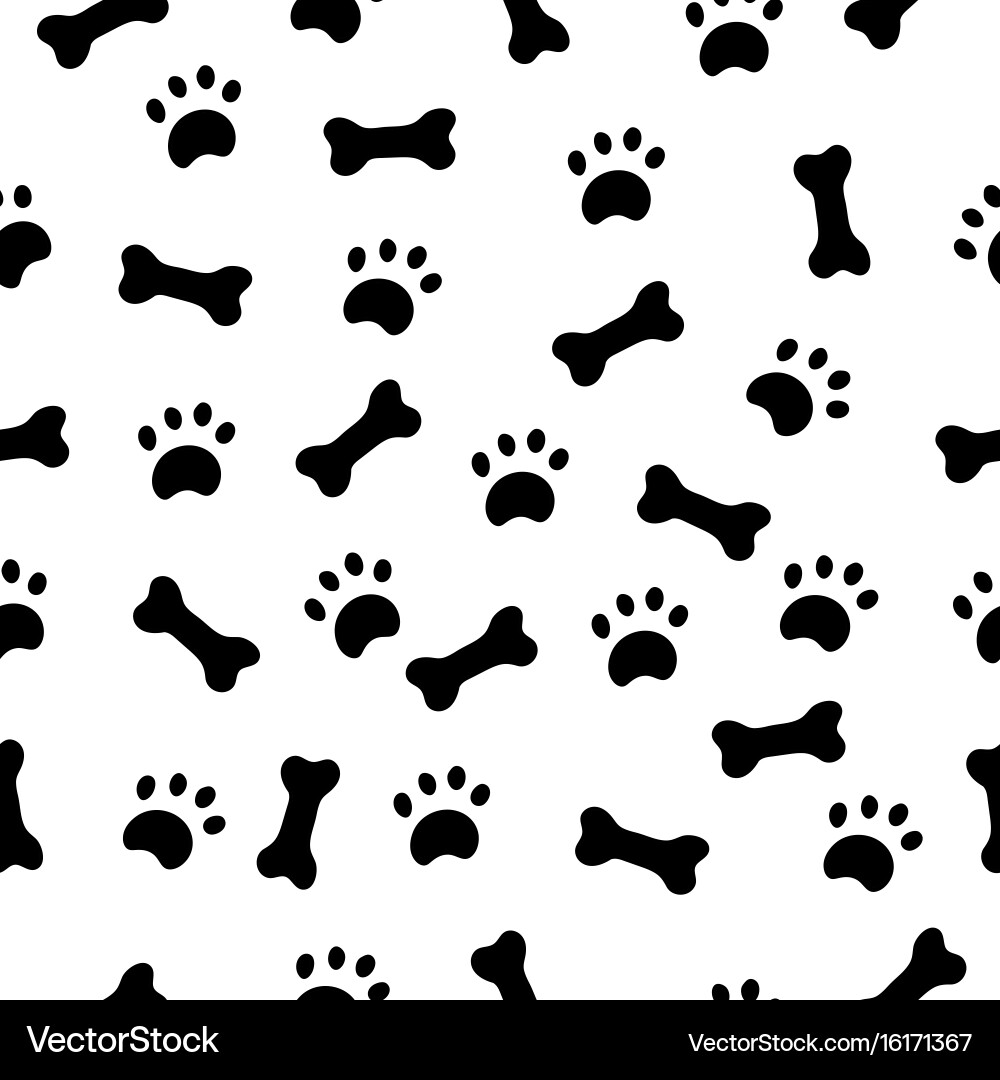 Seamless pattern with paws and bones vector image