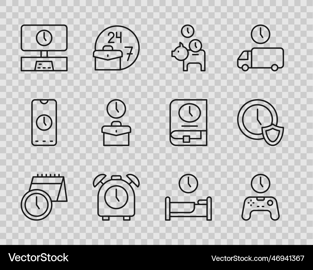 Set line calendar and clock gamepad of time Set line calendar and clock gamepad of time vector image