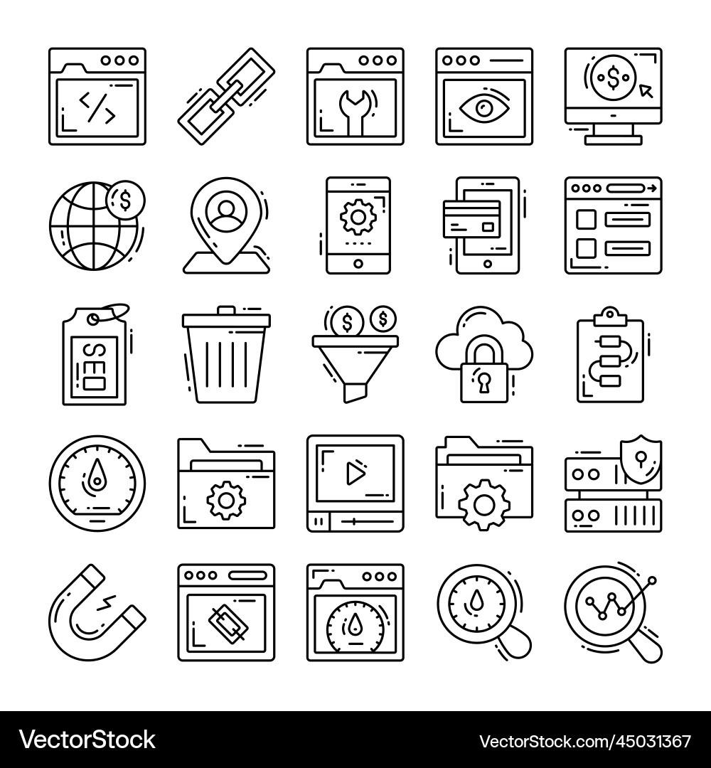 Set of seo icons for web design development vector image