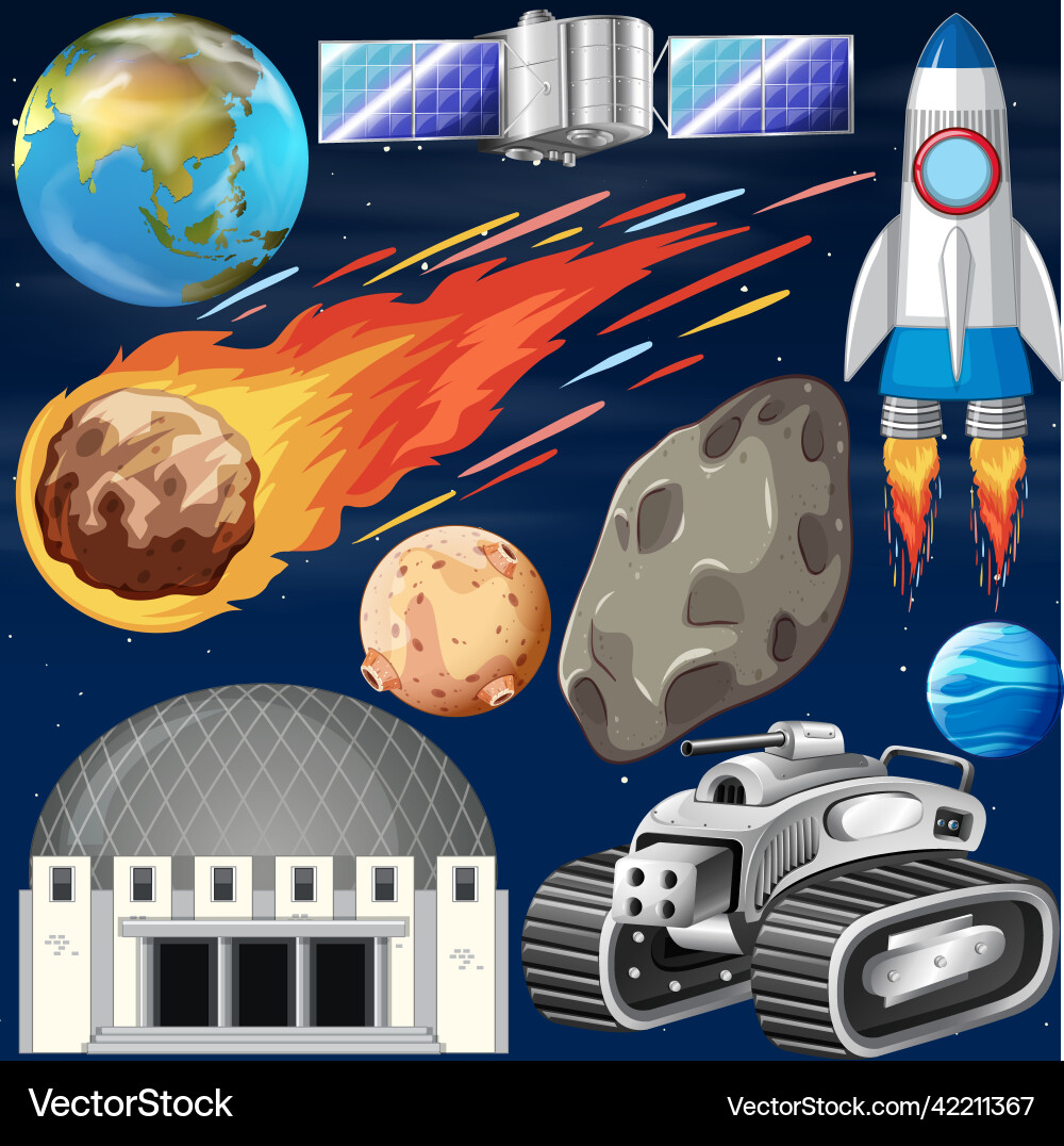 Set of space objects Set of space objects vector image