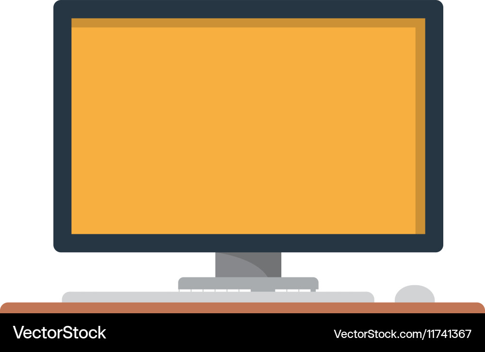 Silhouette with desktop computer on table vector image