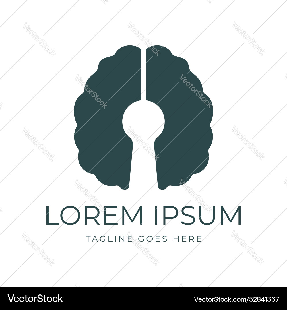 Simple minimalist brain with keyhole for secure Simple minimalist brain with keyhole for secure vector image