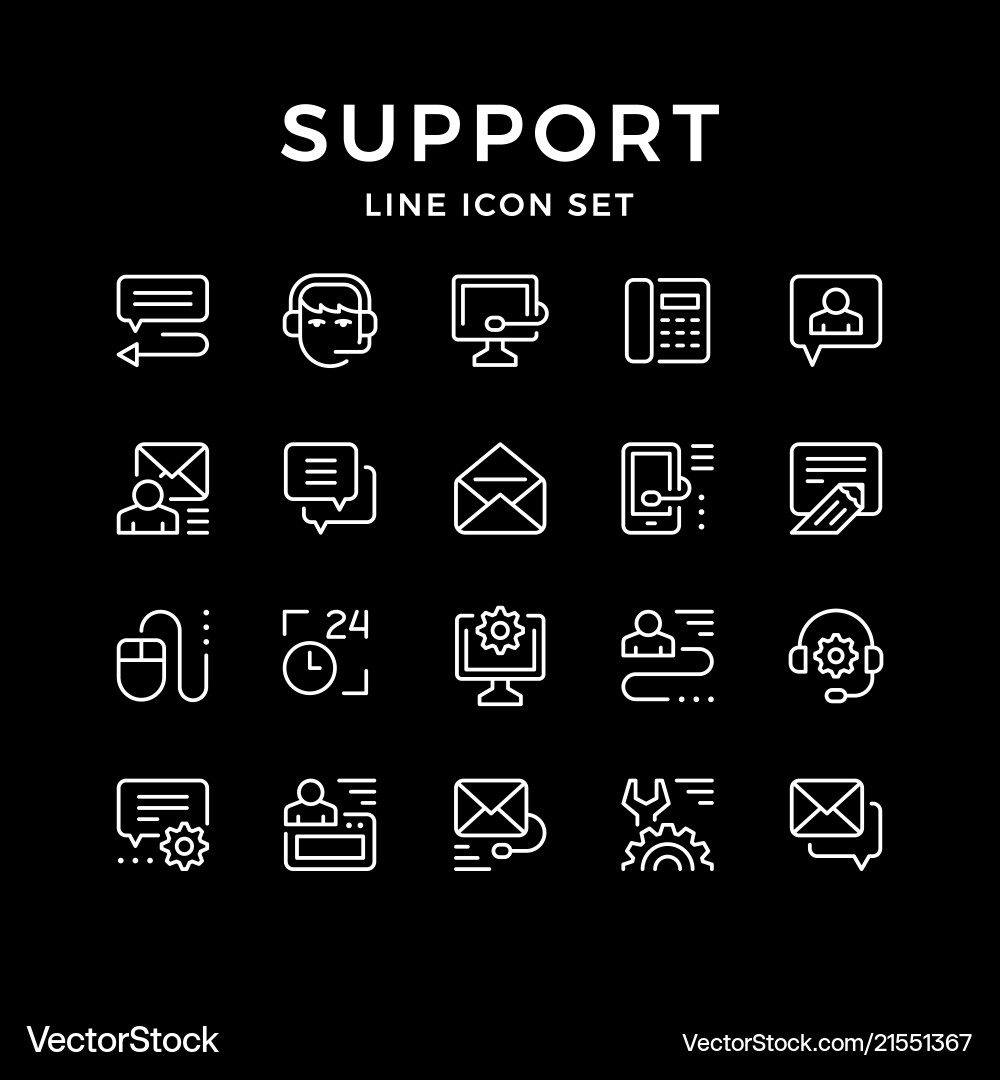Support Icon Set - Line Style vector image