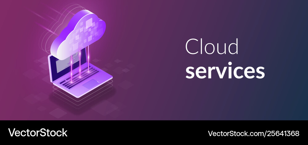Cloud computing 3d isometric concept the process Cloud computing 3d isometric concept the process vector image