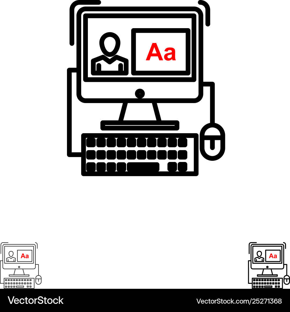 Computer screen software editing bold and thin Computer screen software editing bold and thin vector image