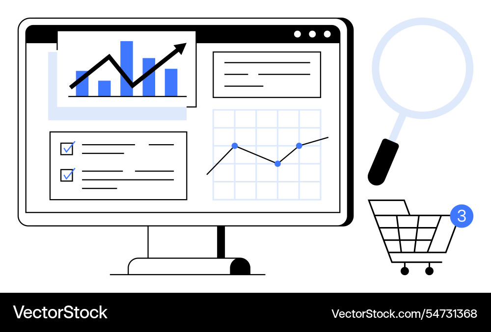 Data analytics dashboard with graphs and charts Data analytics dashboard with graphs and charts vector image