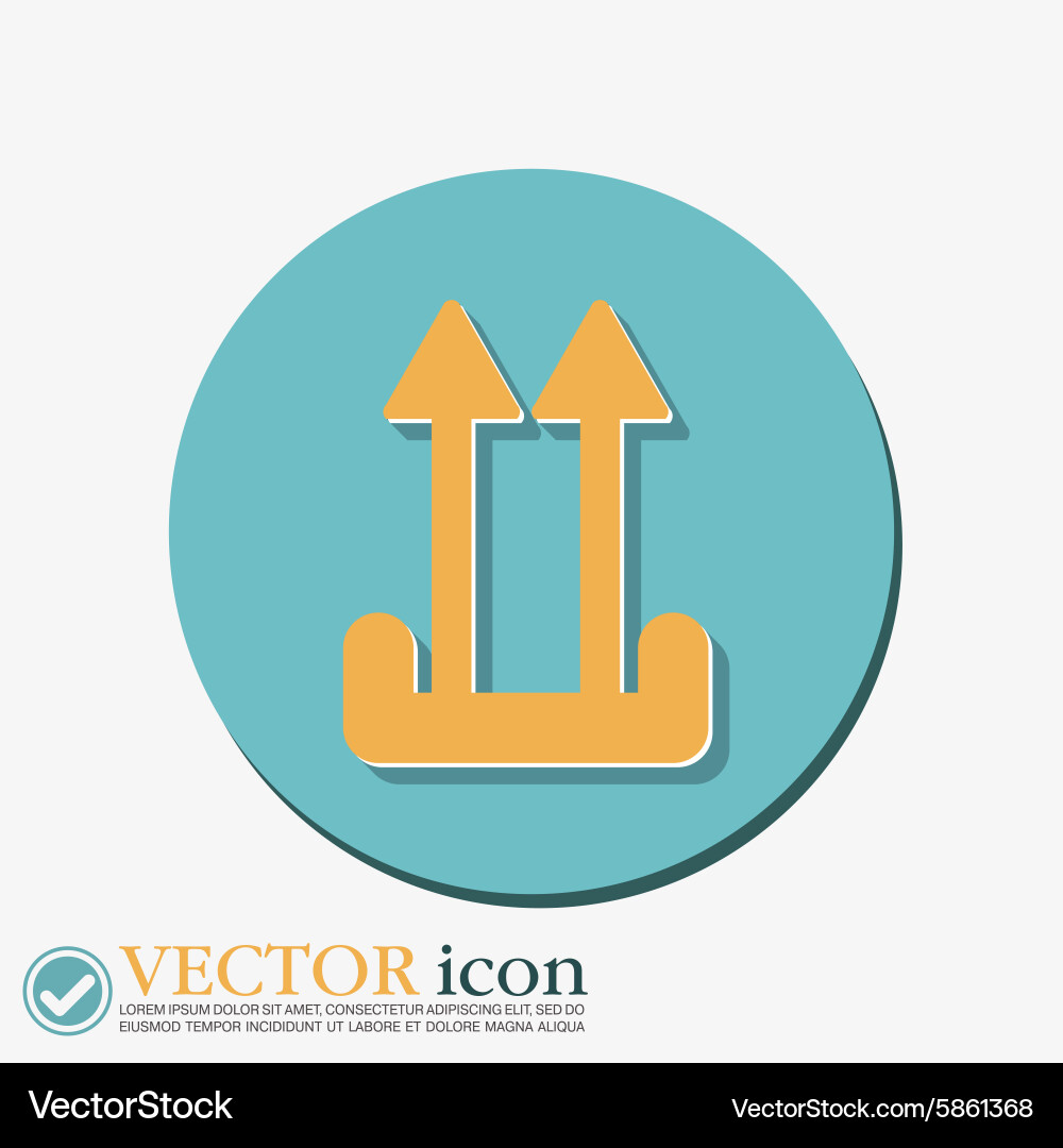 Fragile symbol arrow up logistic icon vector image